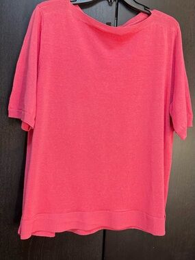 Ann Taylor Bright Pink Coral Ribbed Crewneck Sweater